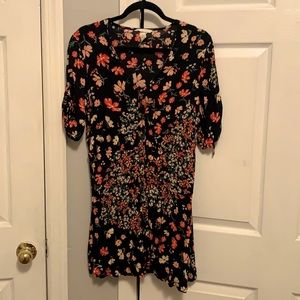 H&M black button up floral dress 8
